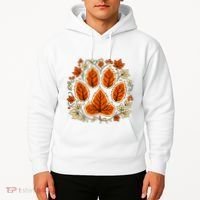 Fall Vine Leaf Dog Paw Print Autumn Maple Leaf Thanksgiving Hoodie thumb 2