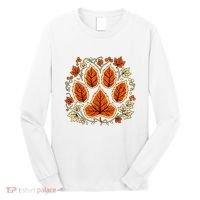 Fall Vine Leaf Dog Paw Print Autumn Maple Leaf Thanksgiving Long Sleeve Shirt thumb 0
