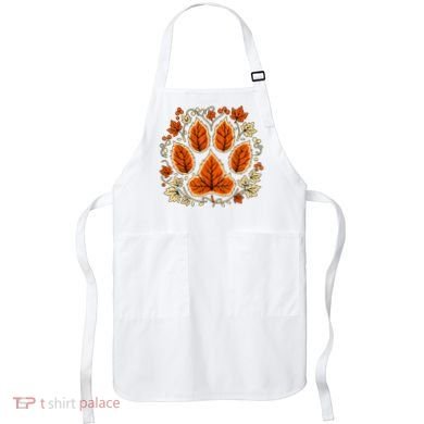 Fall Vine Leaf Dog Paw Print Autumn Maple Leaf Thanksgiving Apron