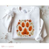 Fall Vine Leaf Dog Paw Print Autumn Maple Leaf Thanksgiving Sweatshirt thumb 2