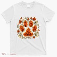 Fall Vine Leaf Dog Paw Print Autumn Maple Leaf Thanksgiving T-Shirt thumb 0