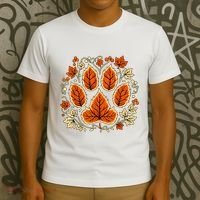 Fall Vine Leaf Dog Paw Print Autumn Maple Leaf Thanksgiving T-Shirt thumb 3