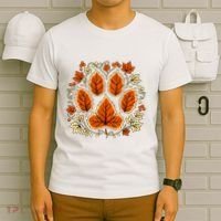 Fall Vine Leaf Dog Paw Print Autumn Maple Leaf Thanksgiving T-Shirt thumb 6
