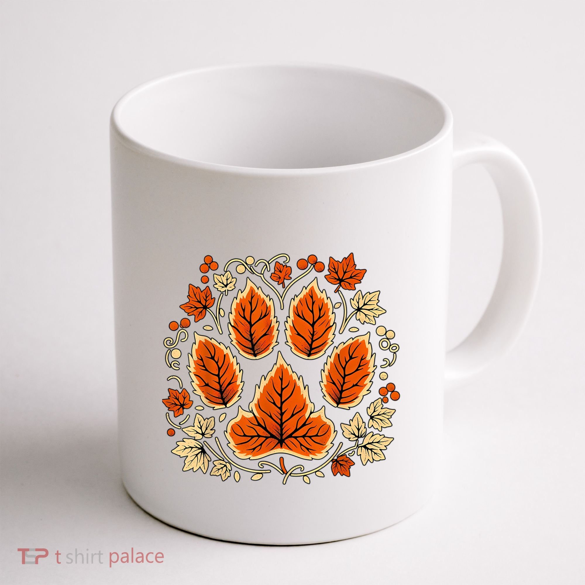 Fall Vine Leaf Dog Paw Print Autumn Maple Leaf Thanksgiving Coffee Mug