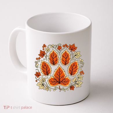 Fall Vine Leaf Dog Paw Print Autumn Maple Leaf Thanksgiving Coffee Mug