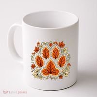 Fall Vine Leaf Dog Paw Print Autumn Maple Leaf Thanksgiving Coffee Mug thumb 0