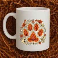Fall Vine Leaf Dog Paw Print Autumn Maple Leaf Thanksgiving Coffee Mug thumb 2