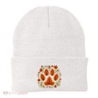 Fall Vine Leaf Dog Paw Print Autumn Maple Leaf Thanksgiving Beanie thumb 0