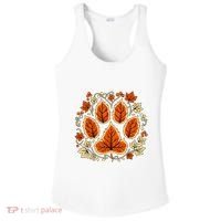 Fall Vine Leaf Dog Paw Print Autumn Maple Leaf Thanksgiving Ladies PosiCharge Competitor Racerback Tank thumb 0