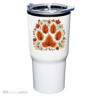 Fall Vine Leaf Dog Paw Print Autumn Maple Leaf Thanksgiving Tumbler