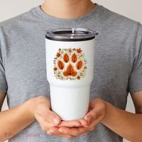 Fall Vine Leaf Dog Paw Print Autumn Maple Leaf Thanksgiving Tumbler thumb 2