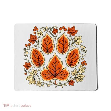Fall Vine Leaf Dog Paw Print Autumn Maple Leaf Thanksgiving Mousepad