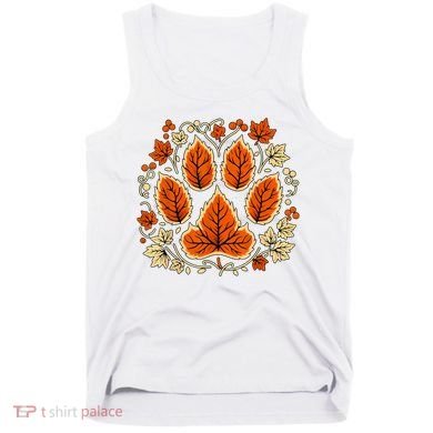 Fall Vine Leaf Dog Paw Print Autumn Maple Leaf Thanksgiving Tank Top