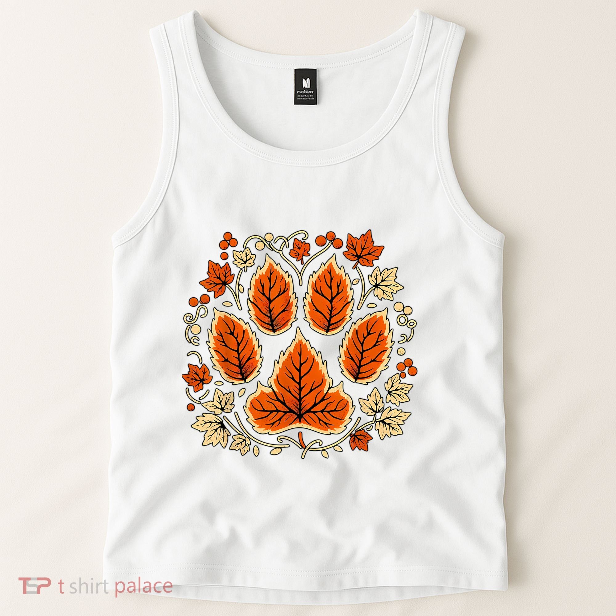 Fall Vine Leaf Dog Paw Print Autumn Maple Leaf Thanksgiving Tank Top