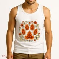 Fall Vine Leaf Dog Paw Print Autumn Maple Leaf Thanksgiving Tank Top thumb 3