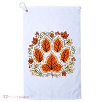 Fall Vine Leaf Dog Paw Print Autumn Maple Leaf Thanksgiving Golf Towel thumb 0