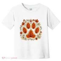 Fall Vine Leaf Dog Paw Print Autumn Maple Leaf Thanksgiving Toddler T-Shirt thumb 0