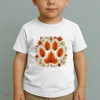 Fall Vine Leaf Dog Paw Print Autumn Maple Leaf Thanksgiving Toddler T-Shirt thumb 2
