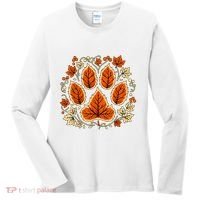 Fall Vine Leaf Dog Paw Print Autumn Maple Leaf Thanksgiving Women's Long Sleeve Shirt thumb 0