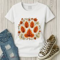 Fall Vine Leaf Dog Paw Print Autumn Maple Leaf Thanksgiving Women's T-Shirt thumb 3