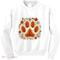 Fall Vine Leaf Dog Paw Print Autumn Maple Leaf Thanksgiving Kids Sweatshirt thumb 0