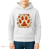 Fall Vine Leaf Dog Paw Print Autumn Maple Leaf Thanksgiving Kids Hoodie thumb 4