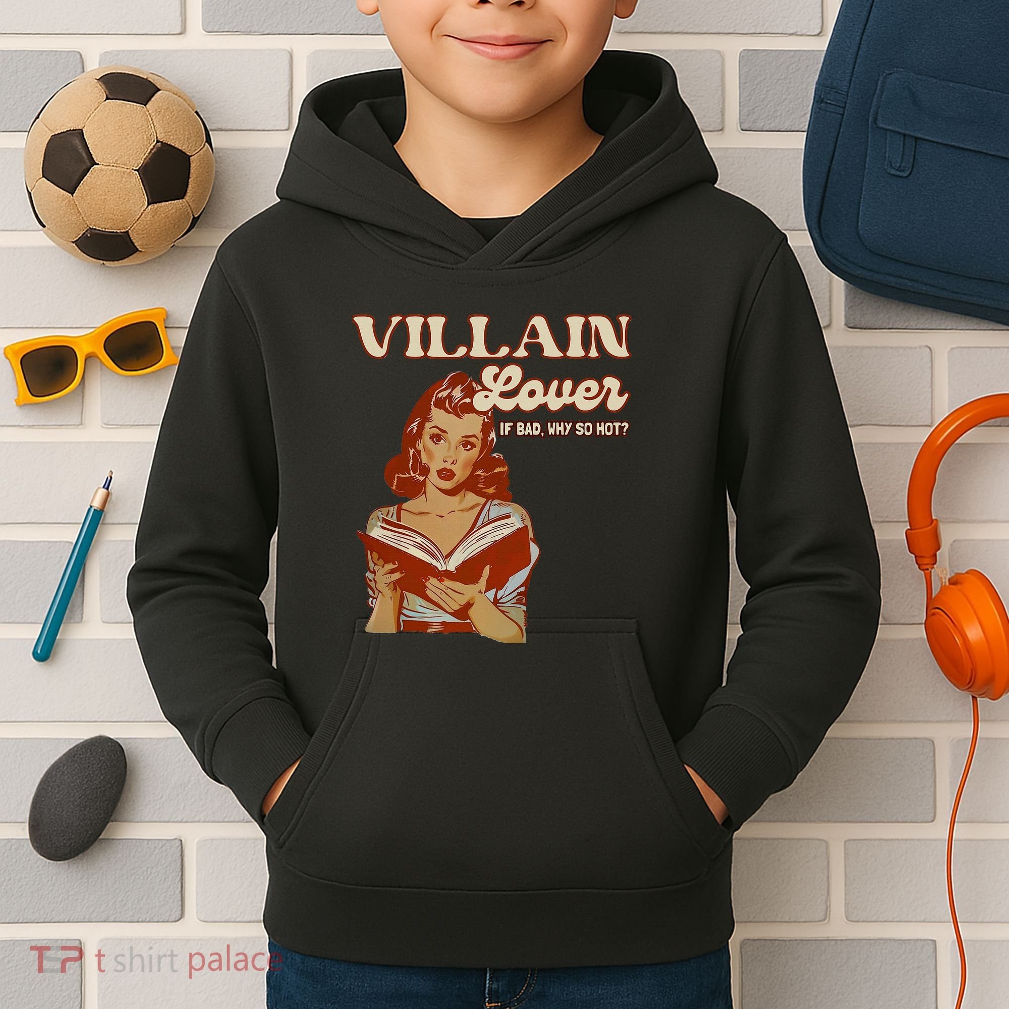 Funny Villain Lover Bookish Dark Romance Book Lover Kids Hoodie