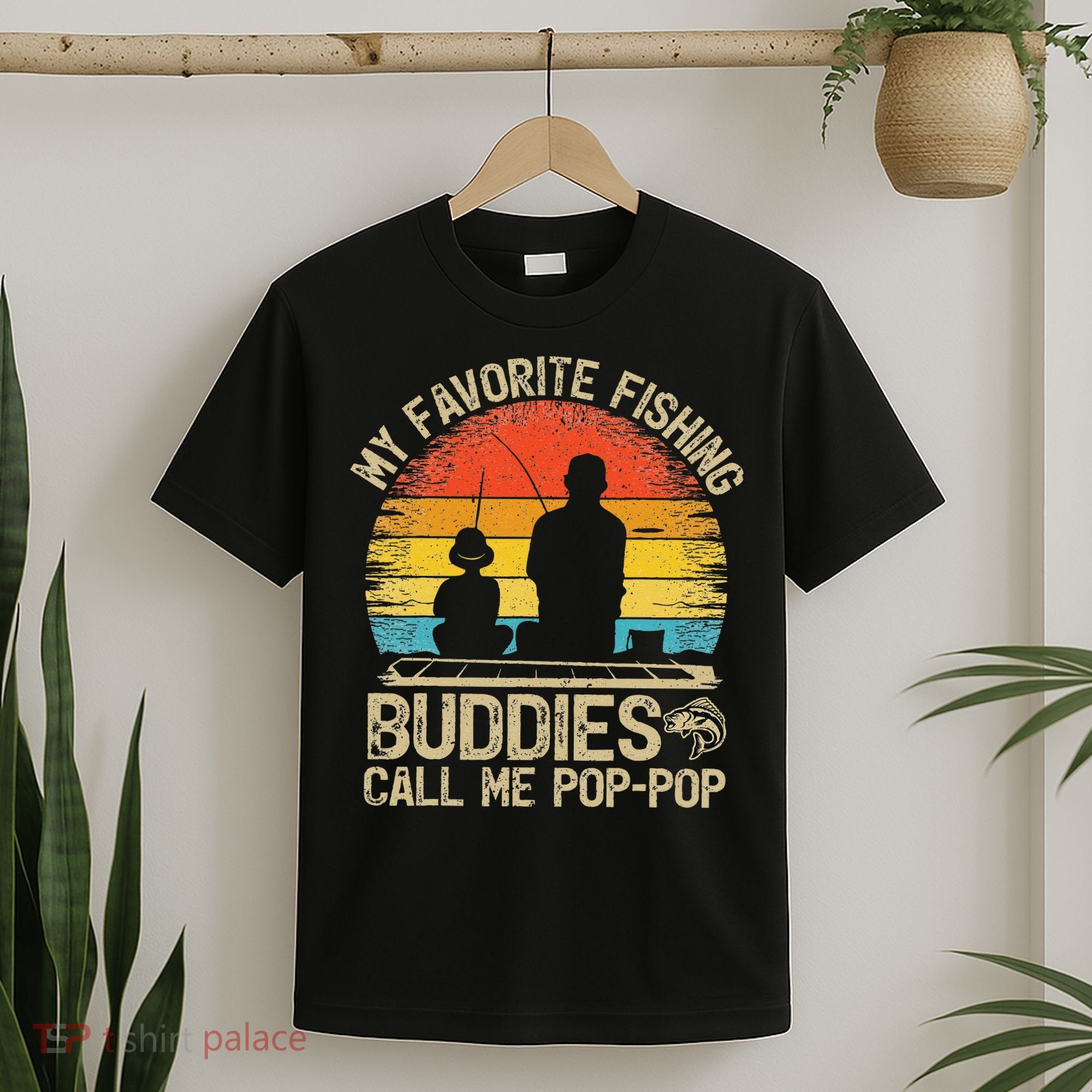 Funny Vintage My Favorite Fishing Buddies Call Me Pop Pop T-Shirt