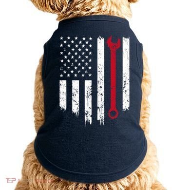 Funny Vintage Mechanic Distressed American Flag Gift Doggie Tank