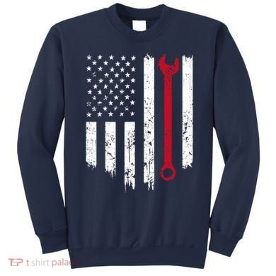 Funny Vintage Mechanic Distressed American Flag Gift Sweatshirt