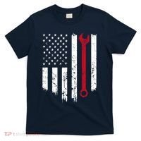 Funny Vintage Mechanic Distressed American Flag Gift T-Shirt thumb 0