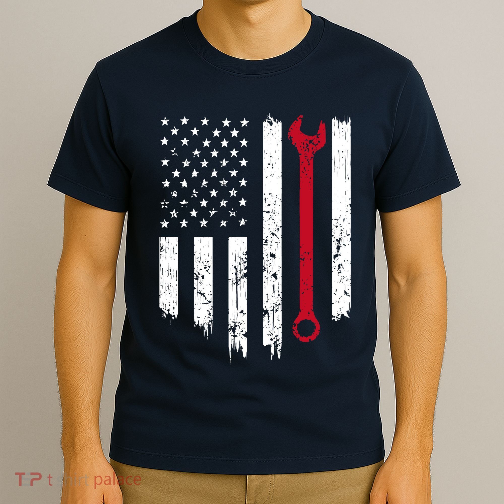 Funny Vintage Mechanic Distressed American Flag Gift T-Shirt