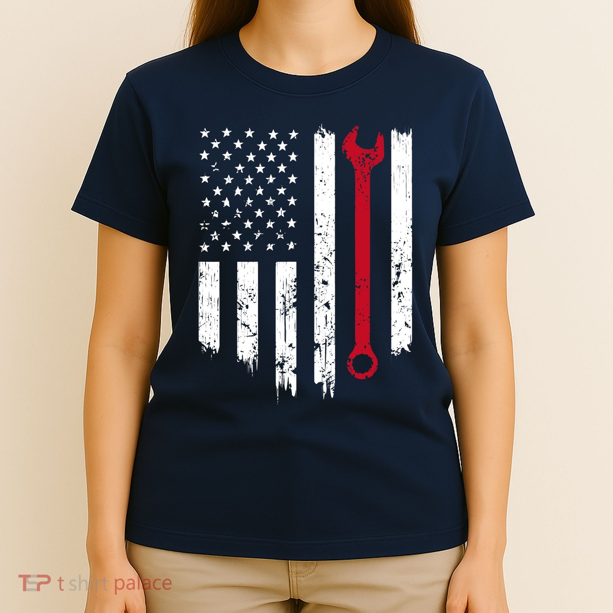 Funny Vintage Mechanic Distressed American Flag Gift T-Shirt
