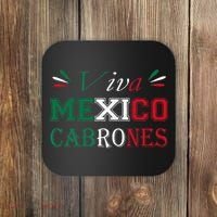 Funny Viva Mexico Cabrones Mexico Independence Flag Pride Coaster thumb 0