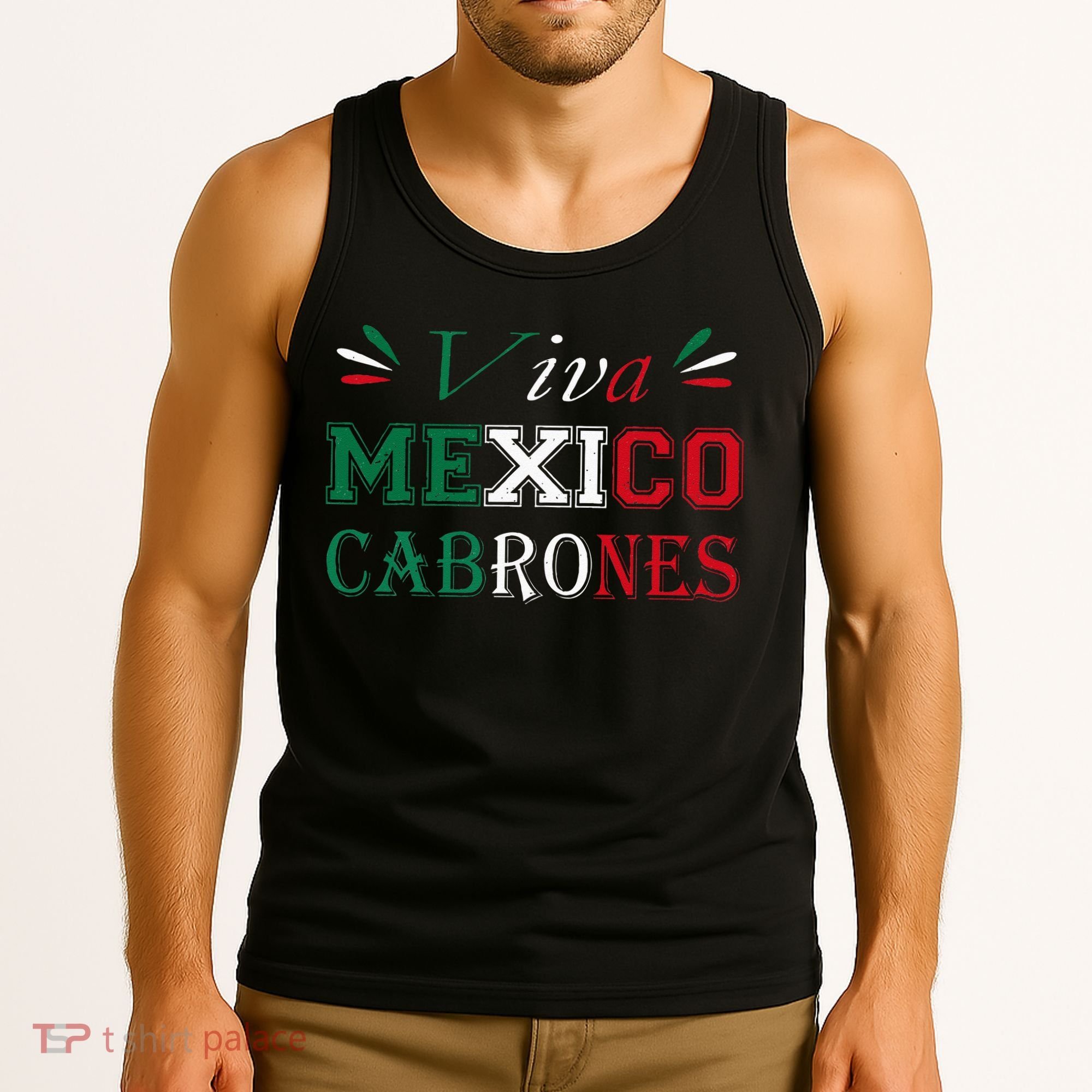 Funny Viva Mexico Cabrones Mexico Independence Flag Pride Tank Top
