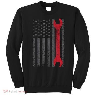 Funny Vintage Mechanic Distressed American Flag Sweatshirt