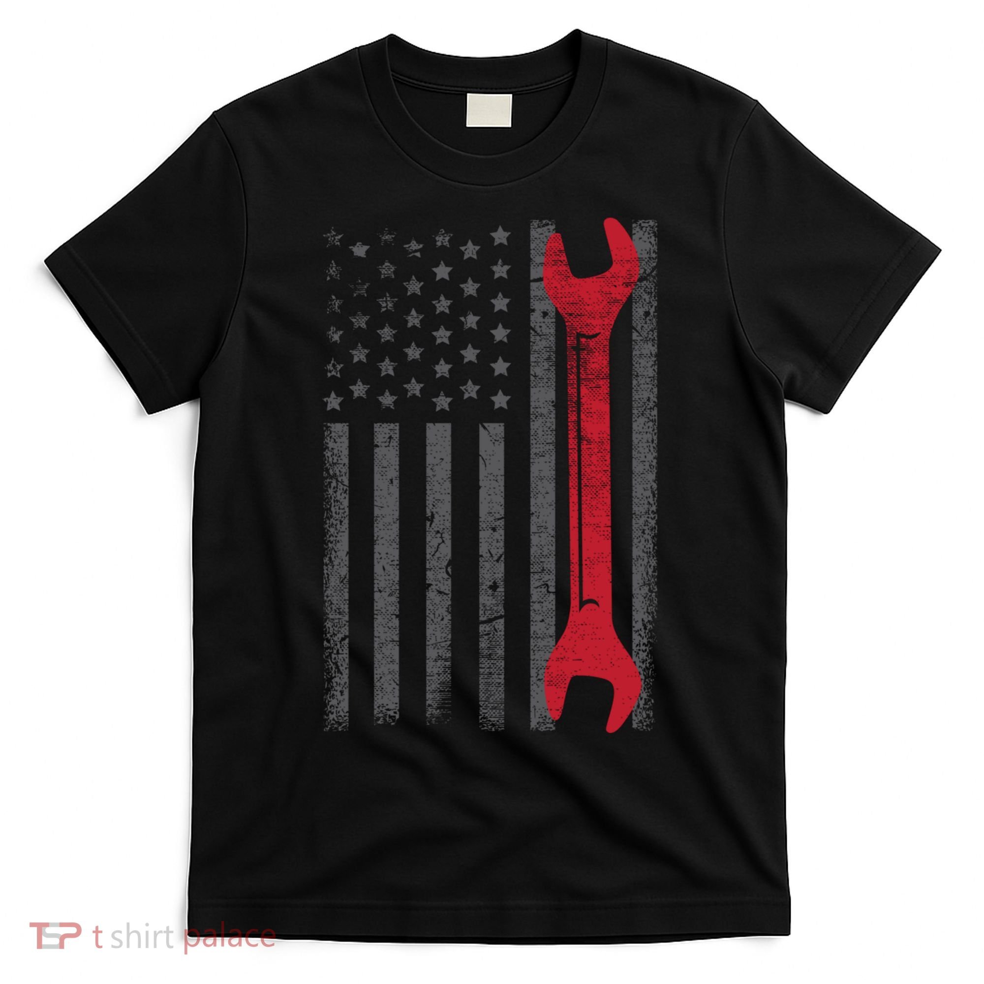 Funny Vintage Mechanic Distressed American Flag T-Shirt