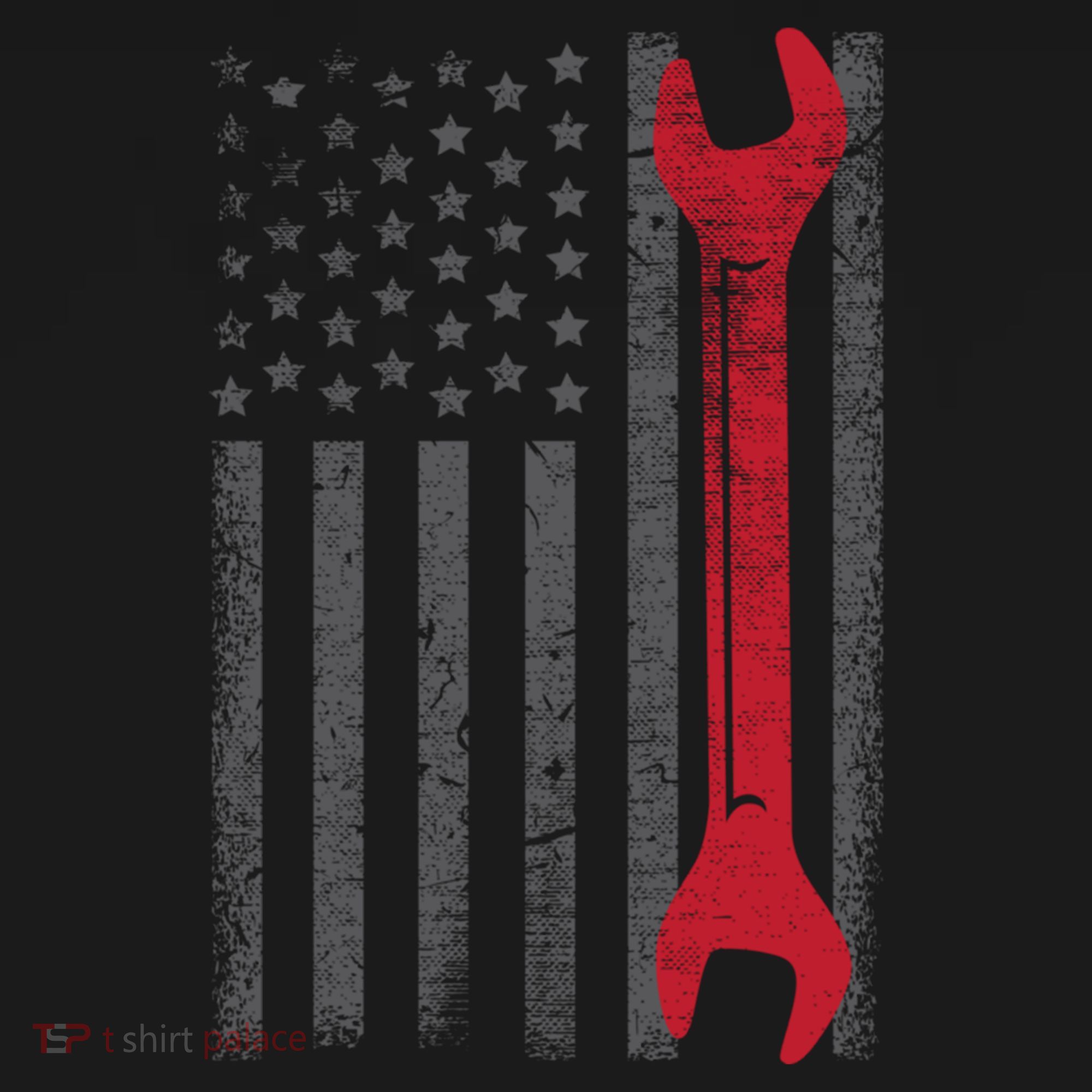 Funny Vintage Mechanic Distressed American Flag T-Shirt