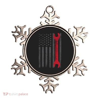 Funny Vintage Mechanic Distressed American Flag Ornament