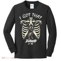 Funny Viral Meme I Got That Dog In Me Skeleton Chihuahua Kids Long Sleeve Shirt thumb 0