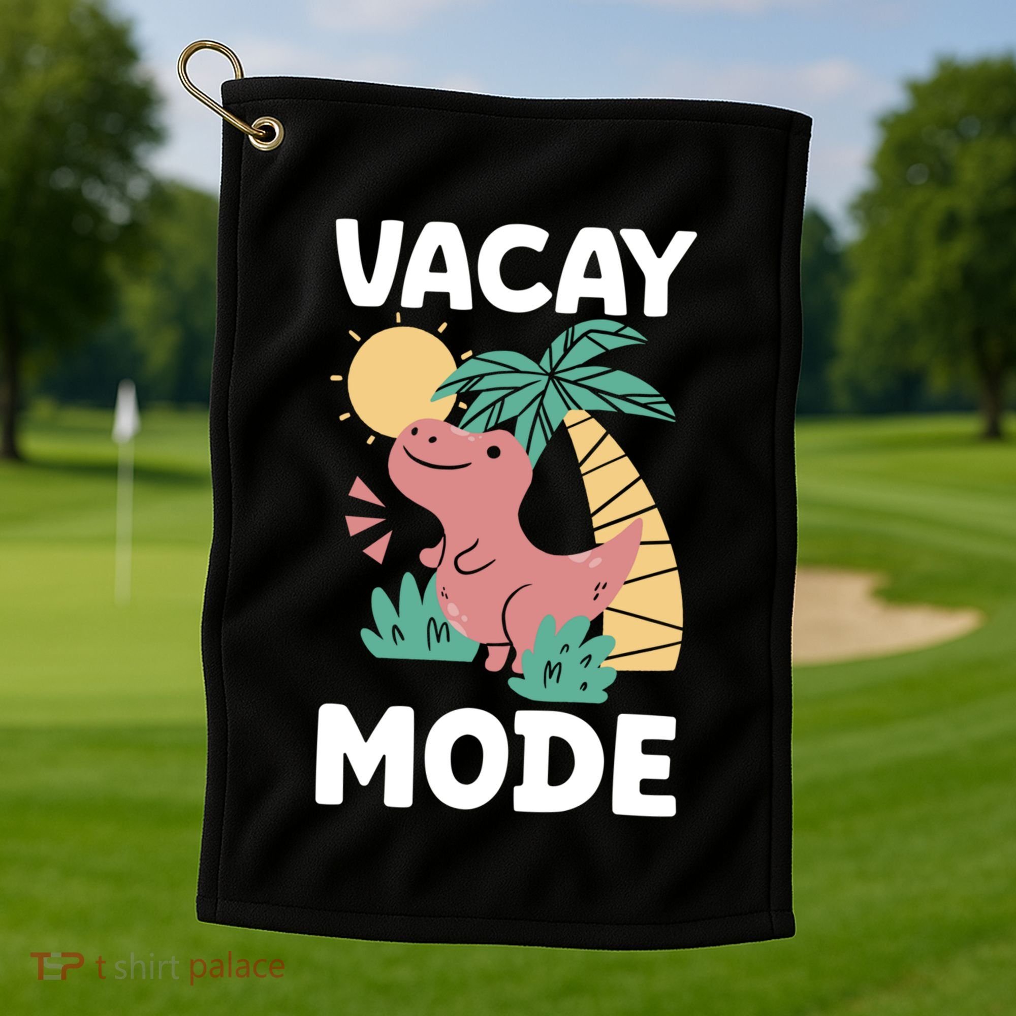 Funny Vacay Mode Cute Dinosaur Family Vacation Gift Golf Towel