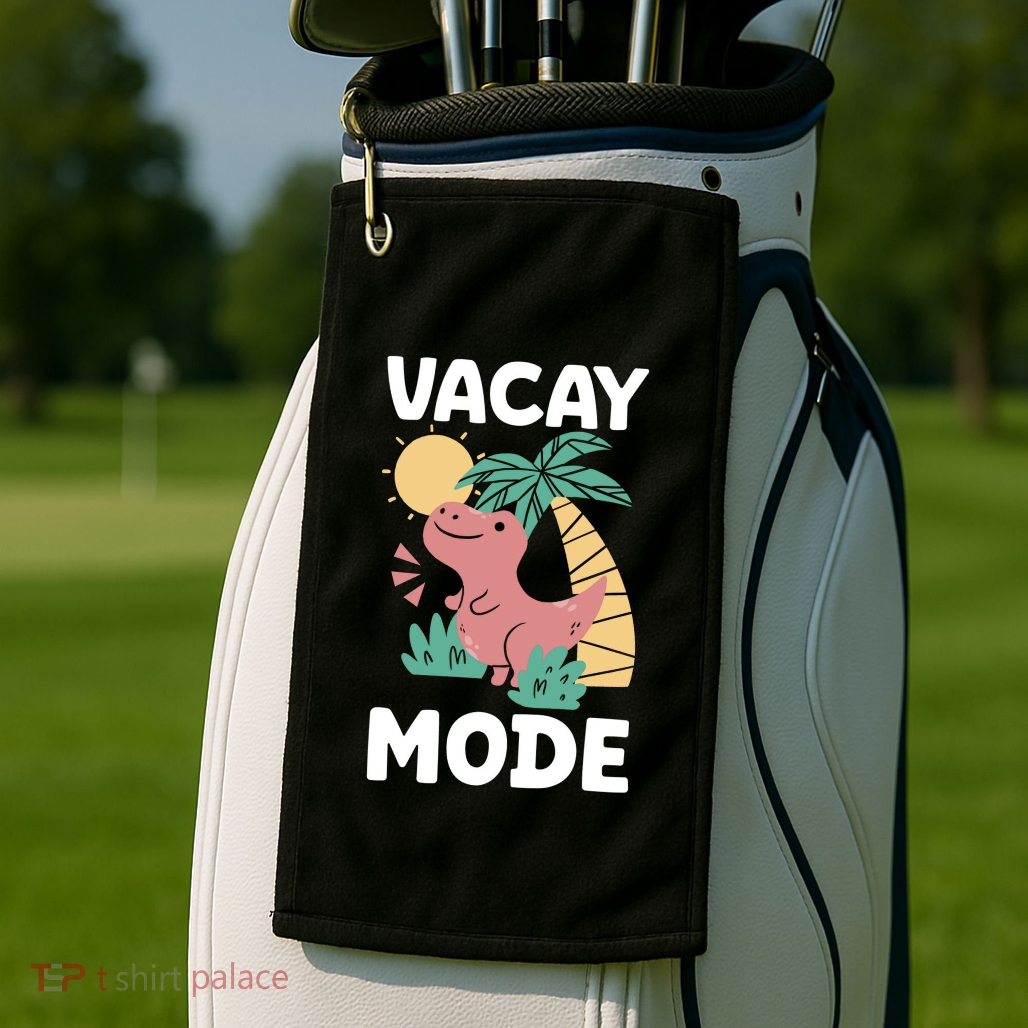 Funny Vacay Mode Cute Dinosaur Family Vacation Gift Golf Towel