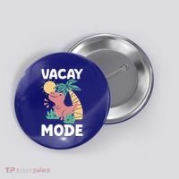 Funny Vacay Mode Cute Dinosaur Family Vacation Gift Button thumb 0