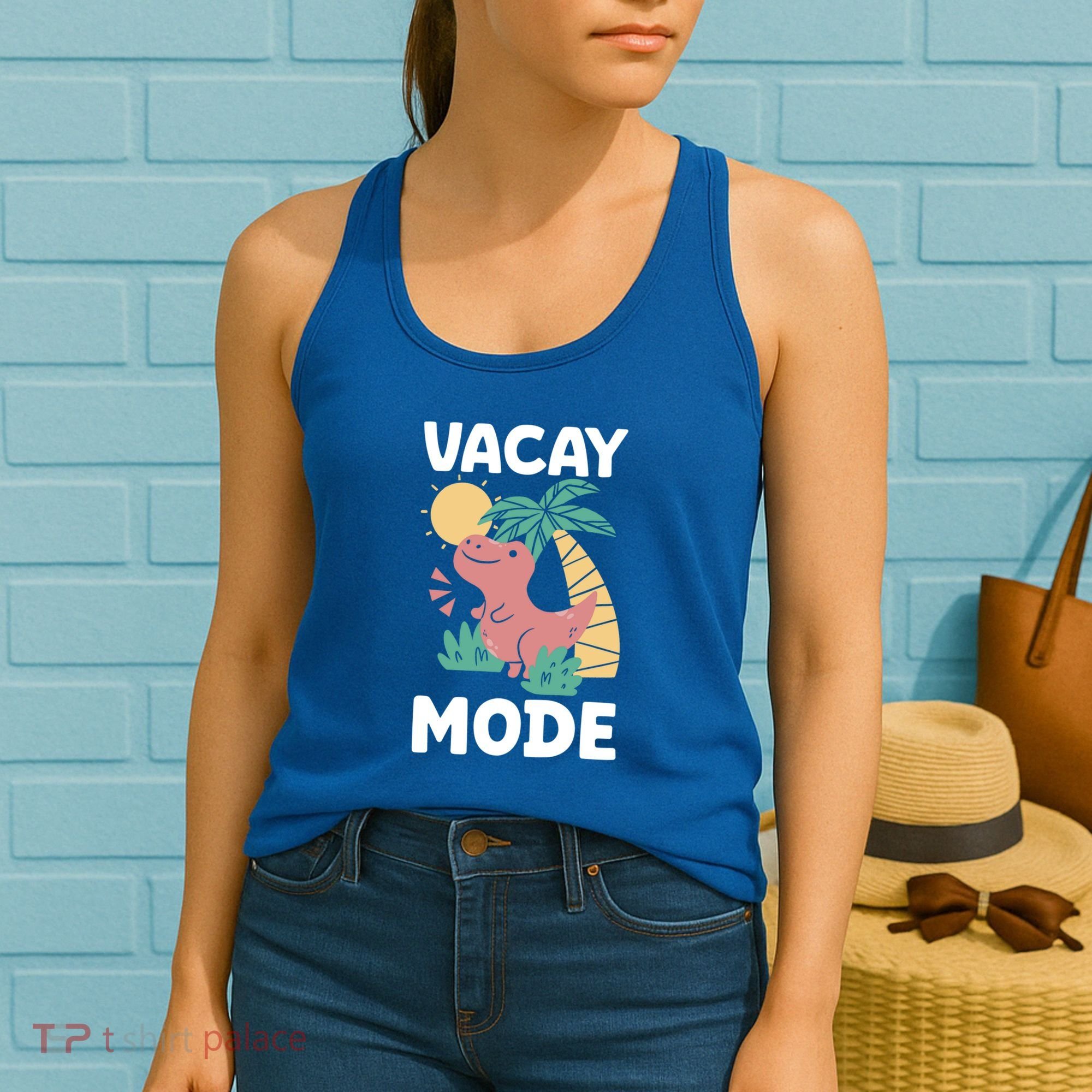 Funny Vacay Mode Cute Dinosaur Family Vacation Gift Women's Tank Top