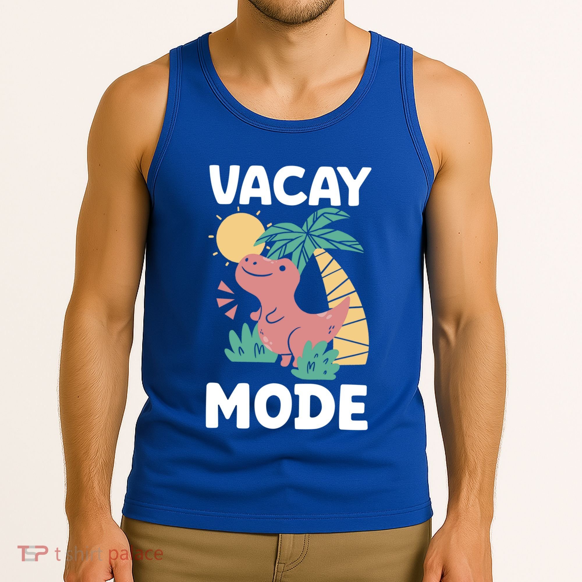 Funny Vacay Mode Cute Dinosaur Family Vacation Gift Tank Top
