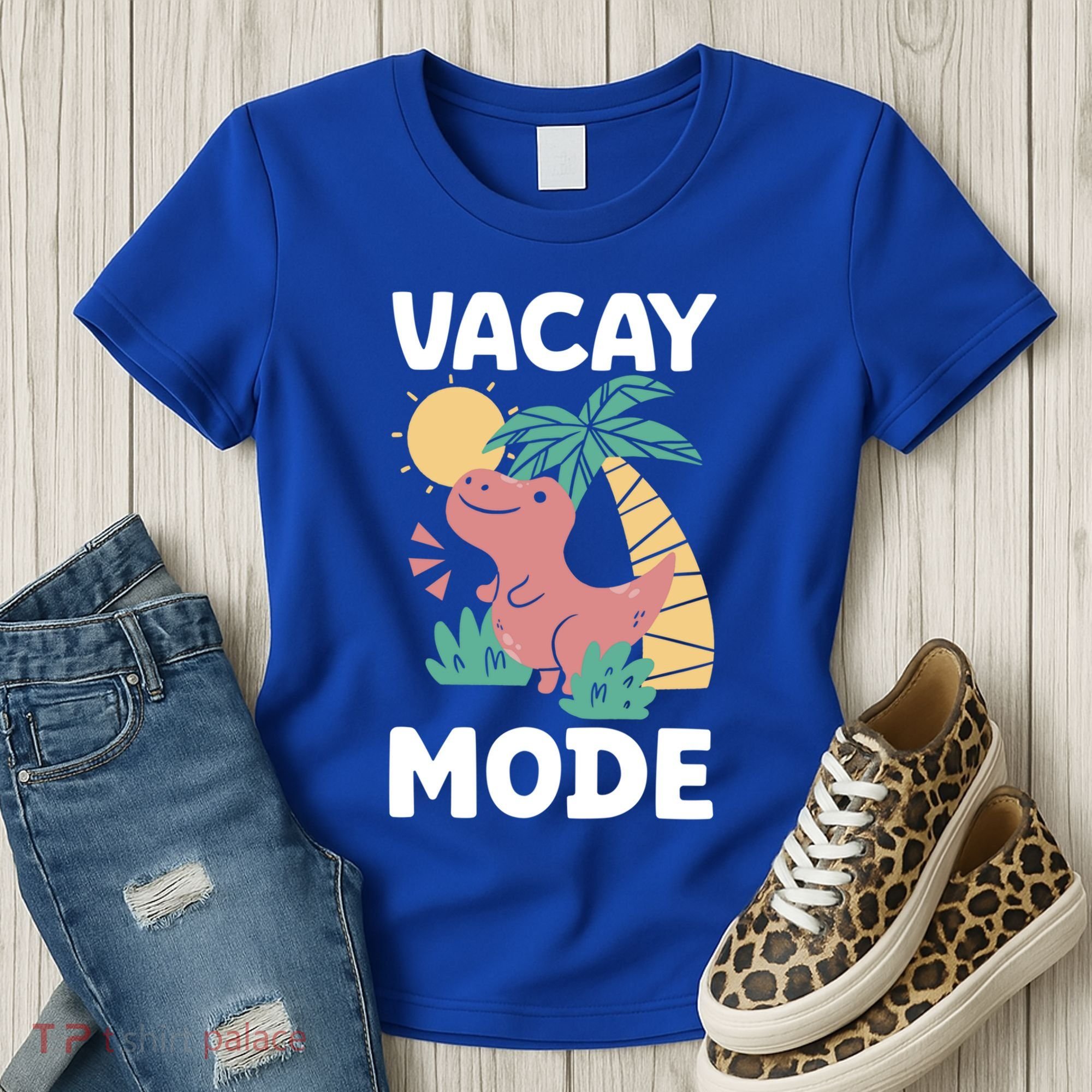 Funny Vacay Mode Cute Dinosaur Family Vacation Gift Women's T-Shirt