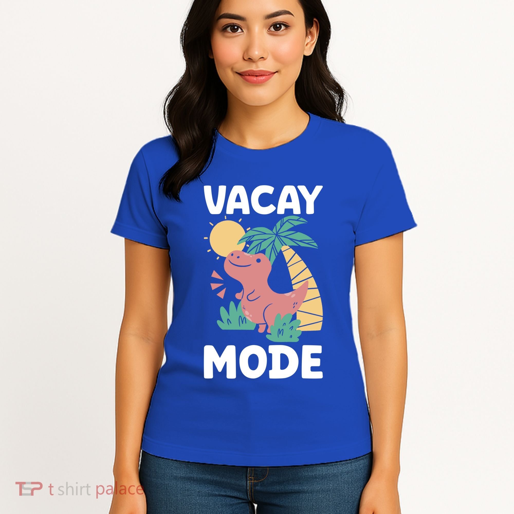 Funny Vacay Mode Cute Dinosaur Family Vacation Gift Women's T-Shirt