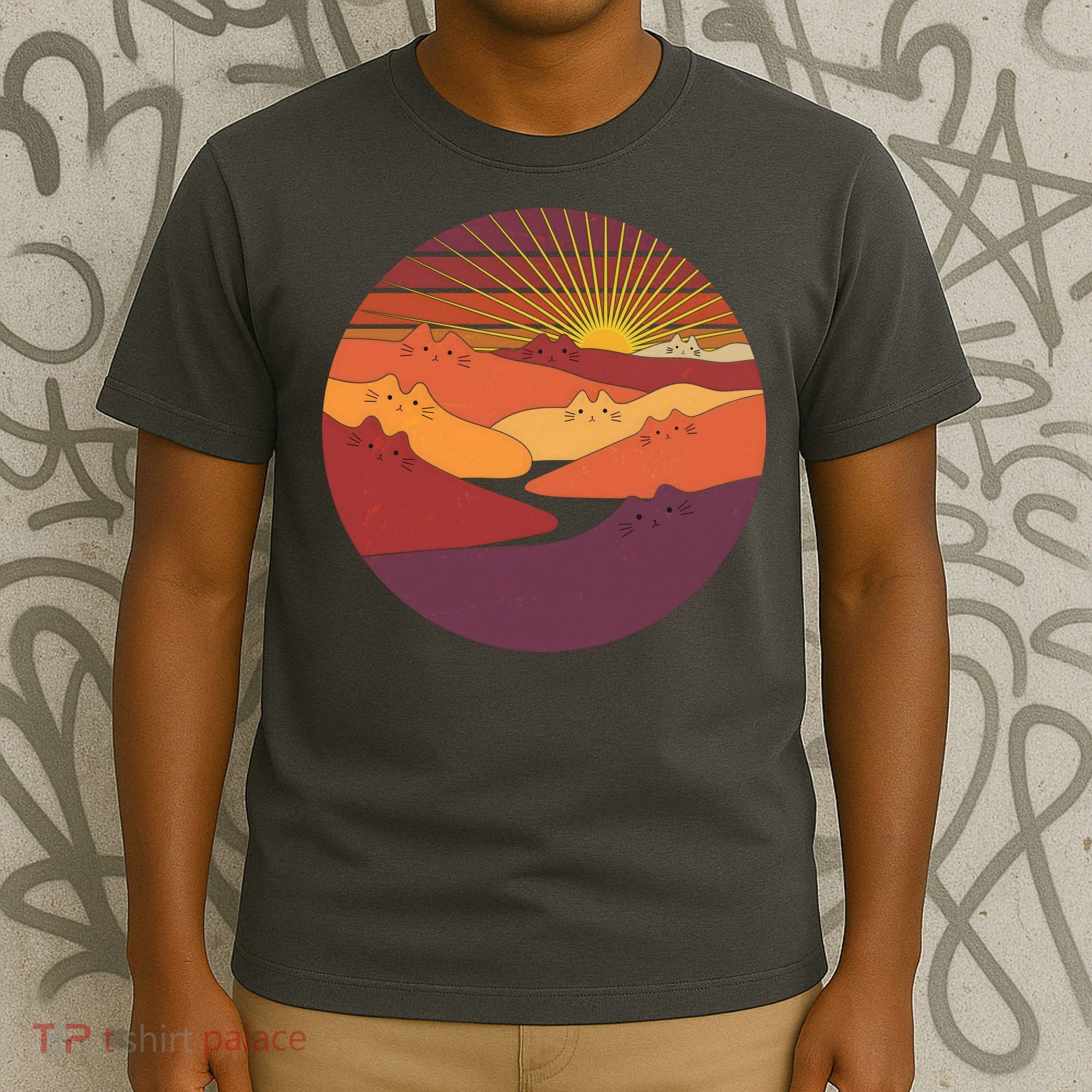 Funny Vintage Meowntains Cat Mountains T-Shirt