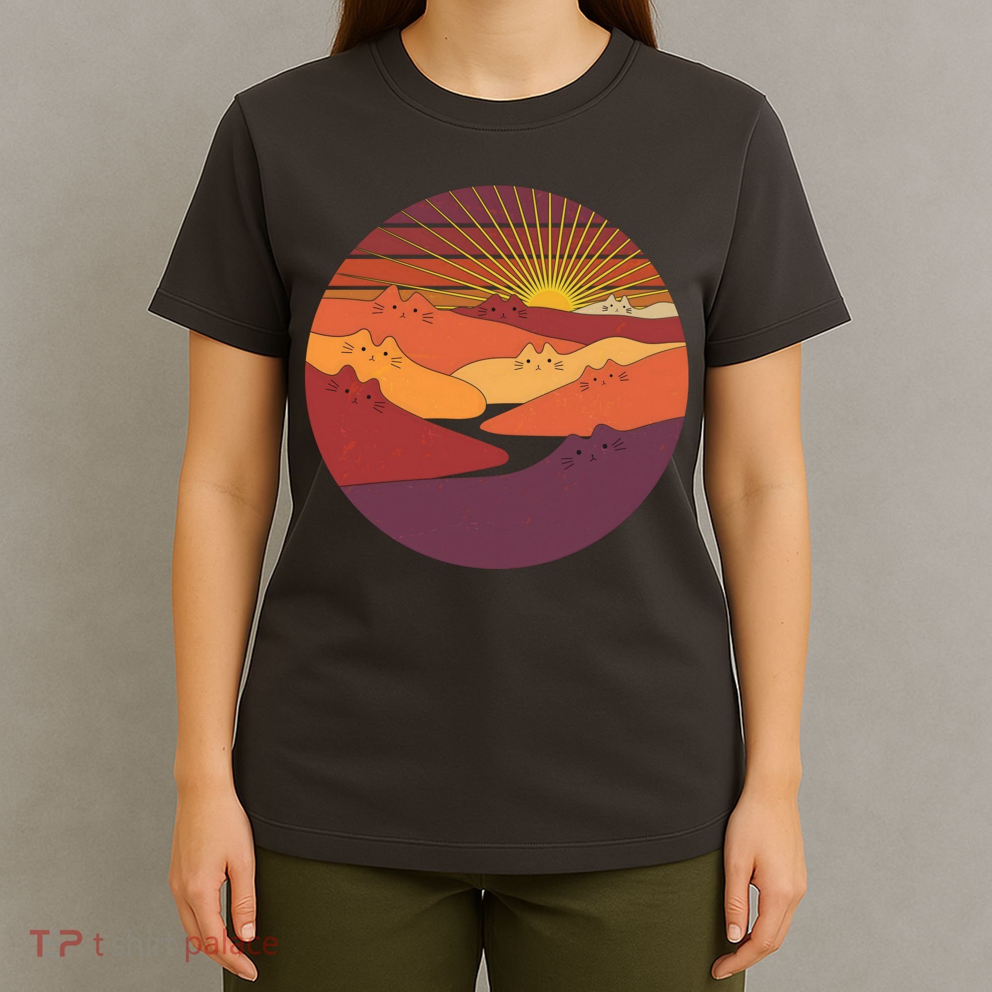 Funny Vintage Meowntains Cat Mountains T-Shirt