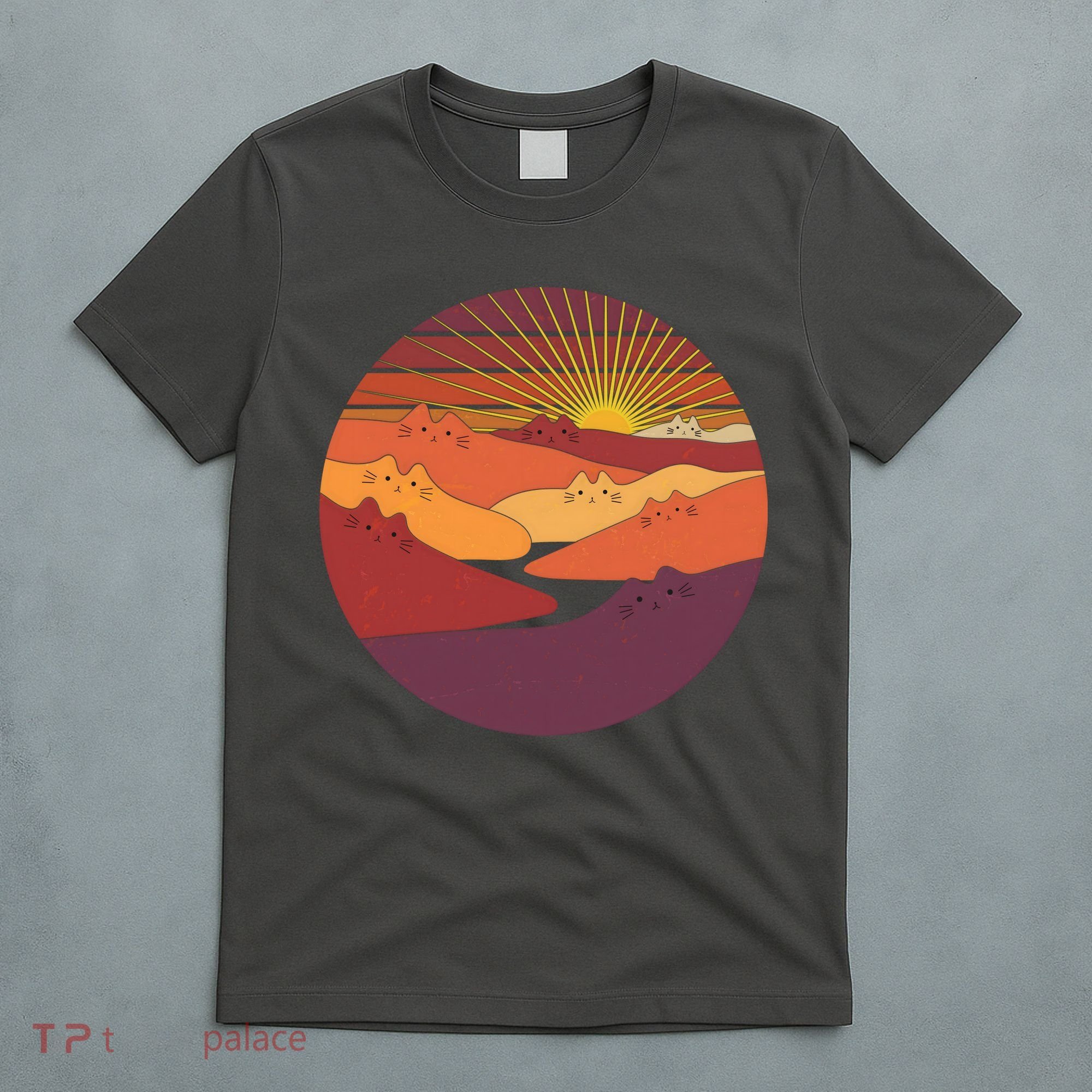 Funny Vintage Meowntains Cat Mountains T-Shirt